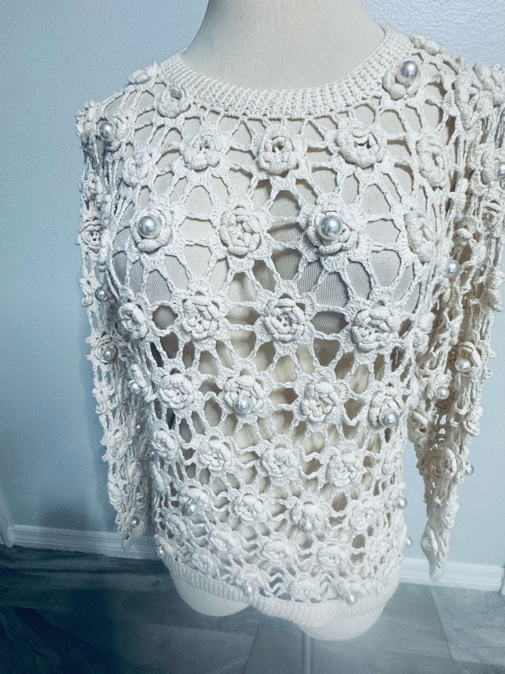 Delicious Cream Sherpa-Lined Top with Label Detail